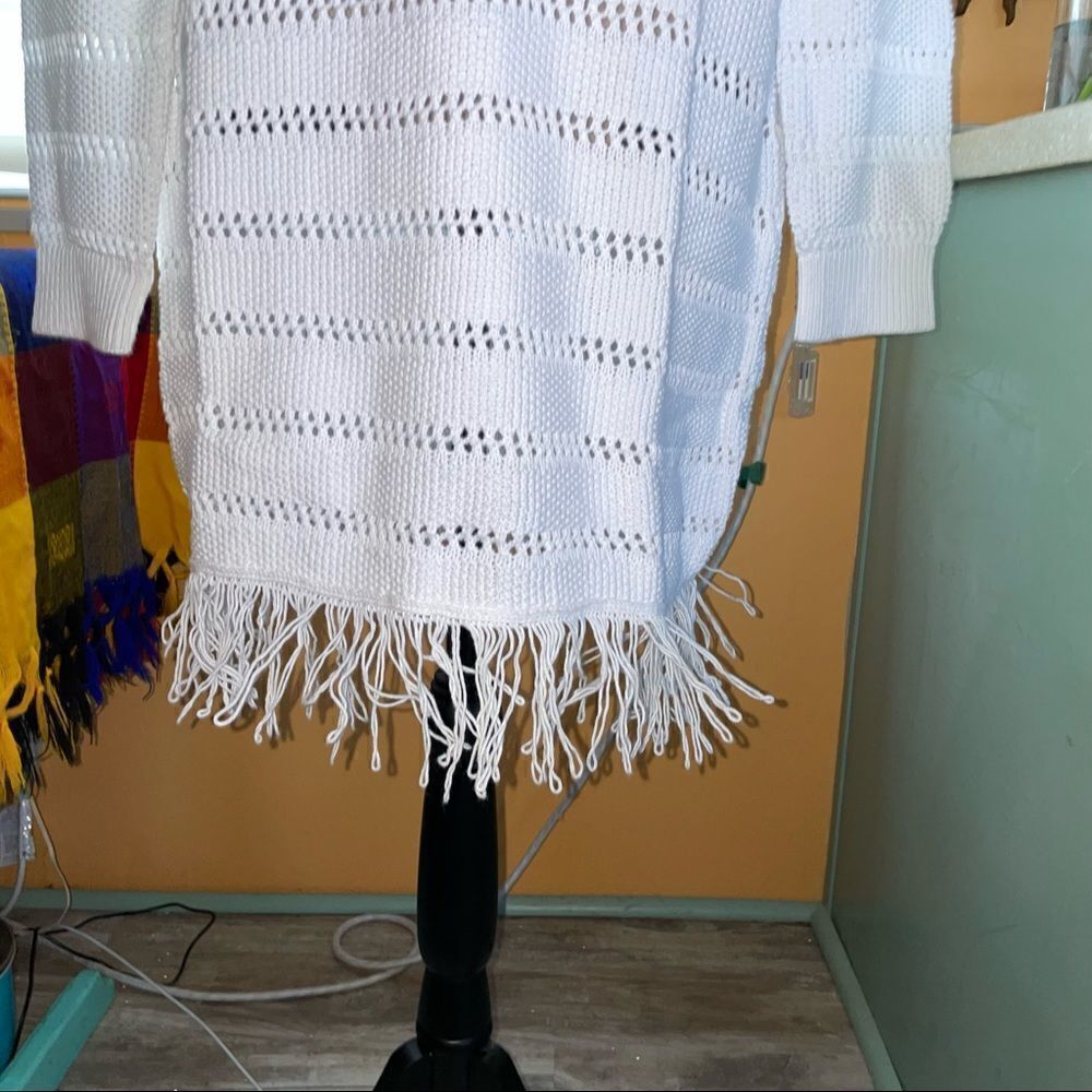 🆕 margaritaville long sleeve loose knit sweater w/ fringe, rib cuffs sz L - Picture 3 of 11